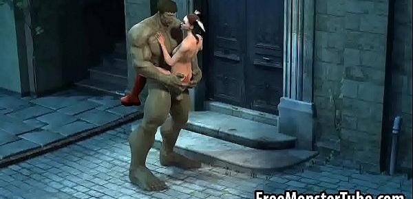  3D Harely Quinn gets fucked outdoors by The Hulk